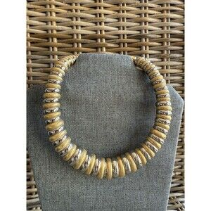 Vintage Gold Silver mixed Metal Statement  Necklace Costume jewelry